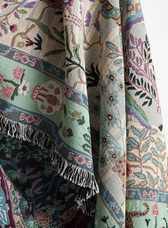Anthropologie - Tales Cotton Woven Throw Blanket 50" x 70" - Multi New NWT Gift - Image 3 of 4