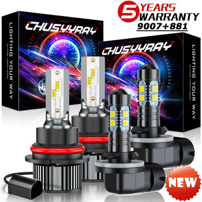 For Dodge Dakota 1997-2004 4Pcs 6000K LED Headlight Kit High Low Beam +Fog Bulbs