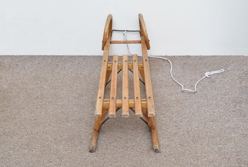 Vintage old wooden sleigh wooden sledge snow curly front - FREE DELIVERY - Picture 5 of 6