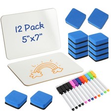 12 Pack Dry Erase Boards, 5"x7" Double Sided Easel Small Whiteboards with Lin...