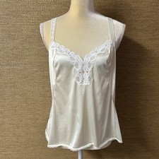 Vanity Fair Cami Top Women  s 38 Ivory Nylon Lace Straps  Trim Camisole