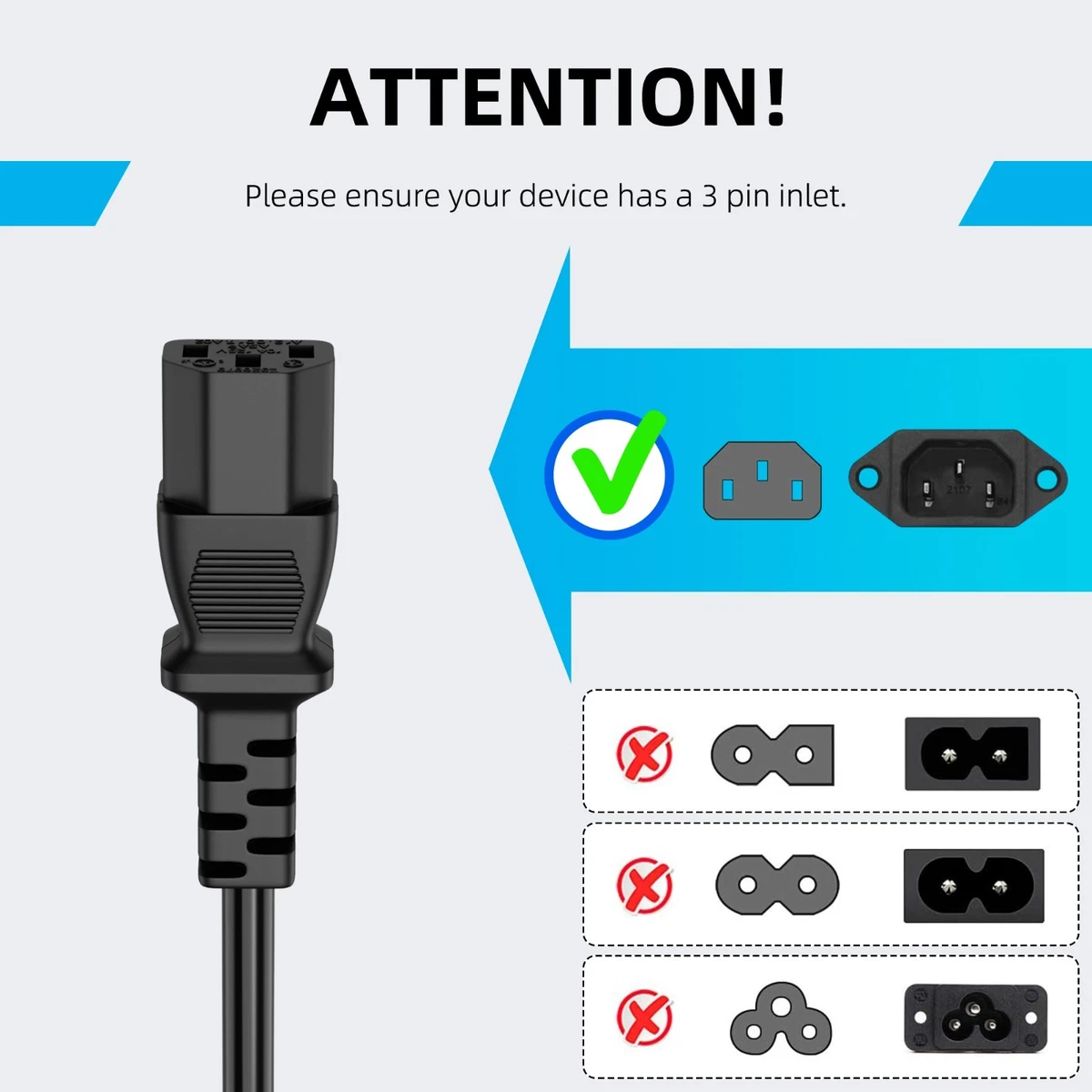 Power Cord For Cisco Catalyst C9200CX-8P-2X2G-E 8 Port Network