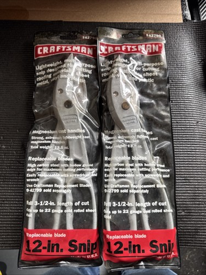 #ad 2 Sears CRAFTSMAN 42798 12” TIN SNIP USA Nos Aluminum Rare Metal Repl Blade $45.00