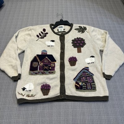 Vintage Northern Reflections Cottagecore Farmhouse Sweater Medium Sheep