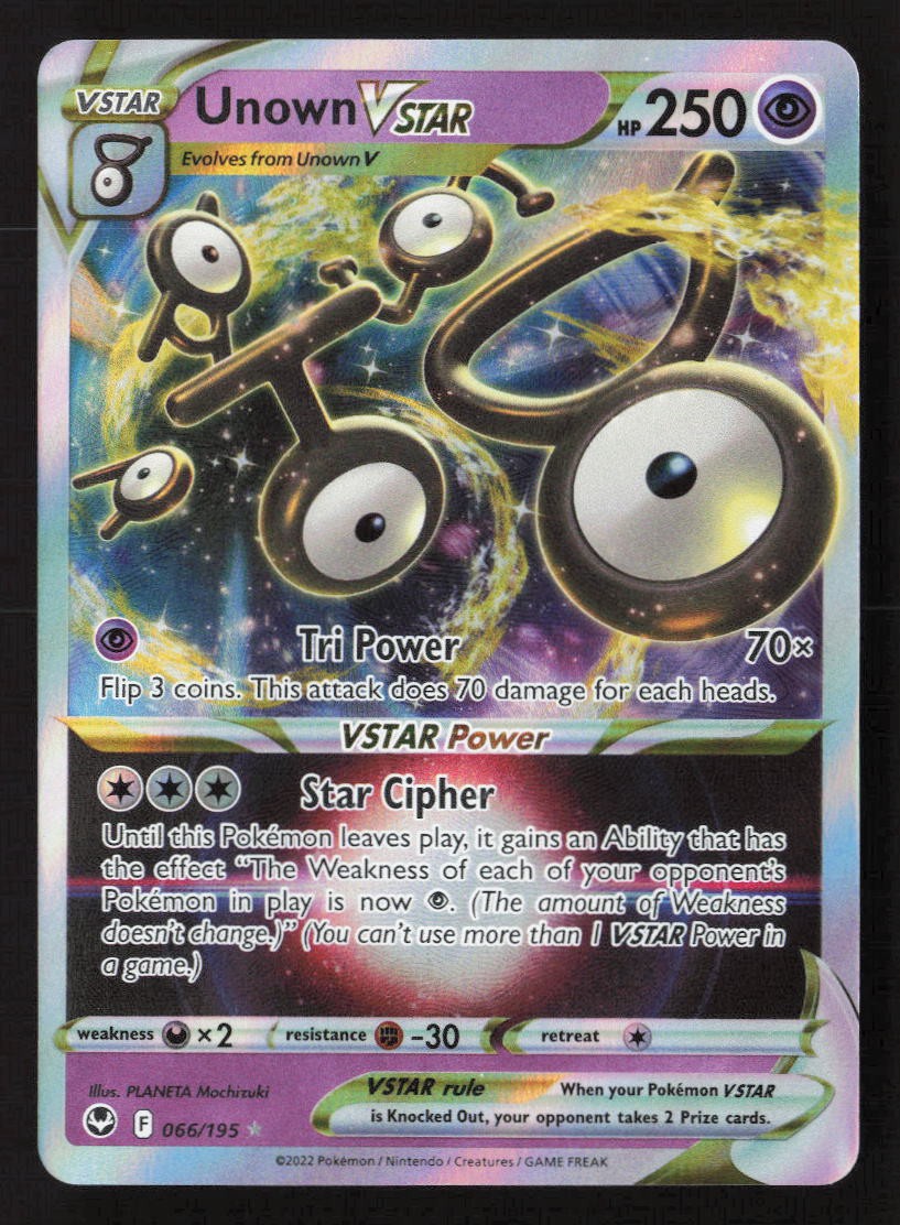 Unown VSTAR Ultra Rare Holofoil SWSH12 066/195 NM Pokemon TCG