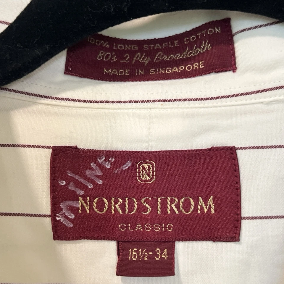 Nordstrom Classic 80’s 2 Ply Broadcloth Dress Shirt Long Staple Cotton Holiday - Image 3 of 4