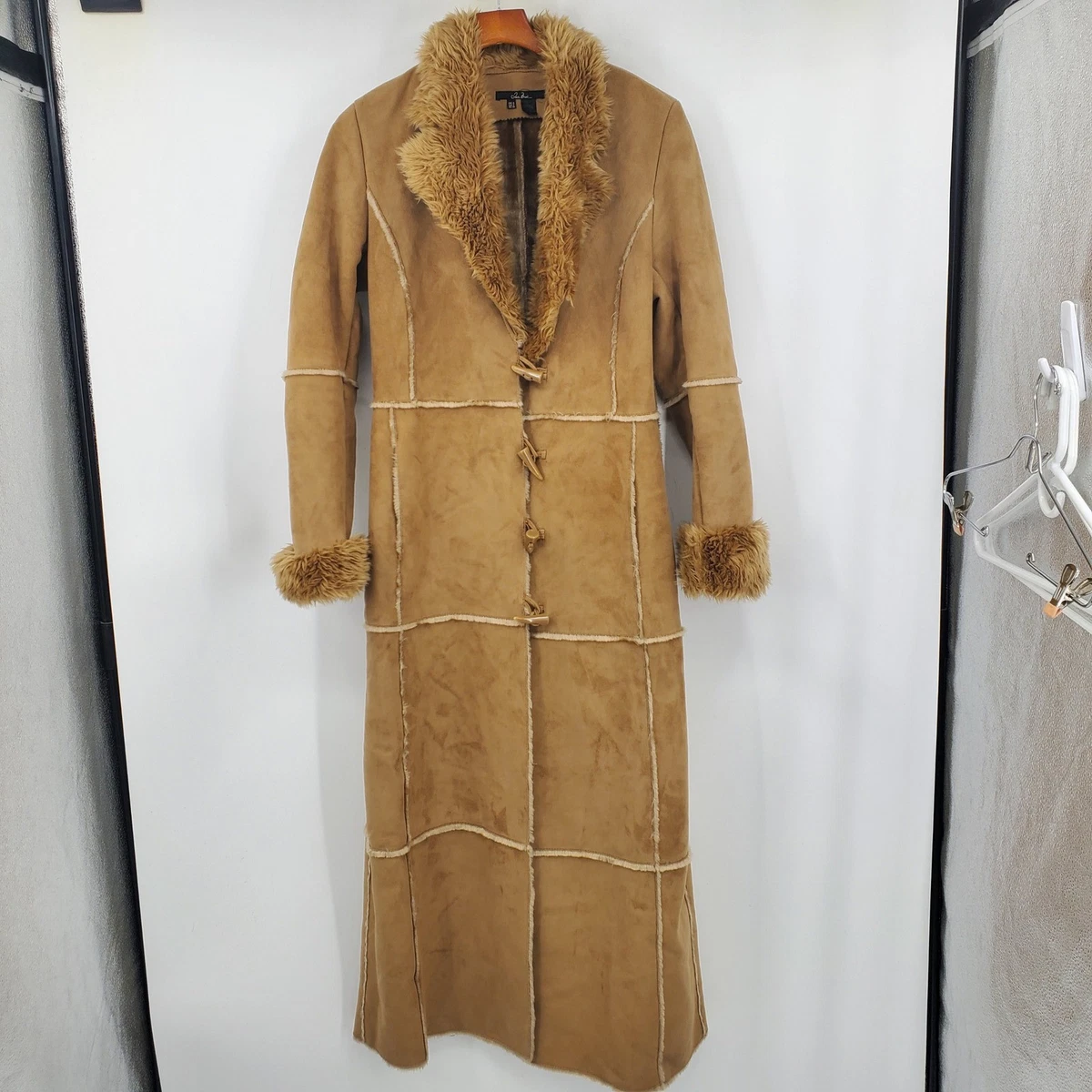 Faux Fur Outer Shell Trench Coat Regular Size Coats, Jackets