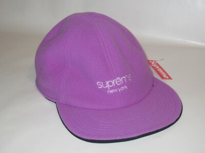 SUPREME Reversible Script 6 Panel Hat Cap BLACK / PURPLE