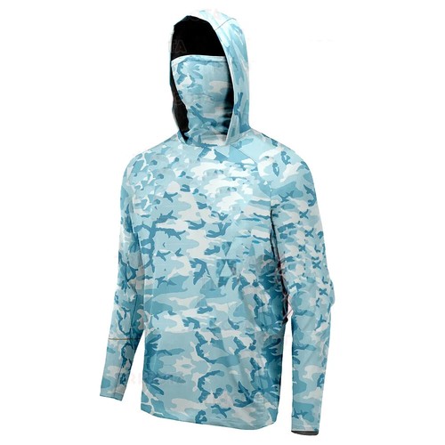 Fishing Shirts UPF 50+ Mens Hooded with Mask UV Hoodie Fishing Shirts Breathable - Picture 8 of 10