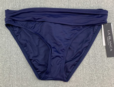 La Blanca Island Goddess Shirred Band Hipster Swimsuit Bottom 10 Navy Blue