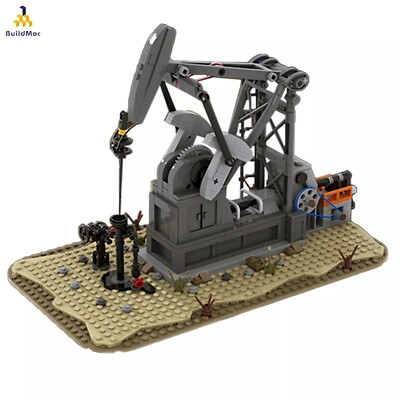 Functioning Oil Pump Jack Model Building Blocks Sets Oil Derrick MOC Brick Toys