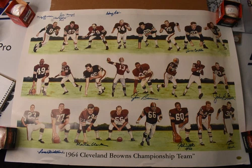 1964 Cleveland Browns Jim Brown Signed 24x32 Poster 11 Signatures
