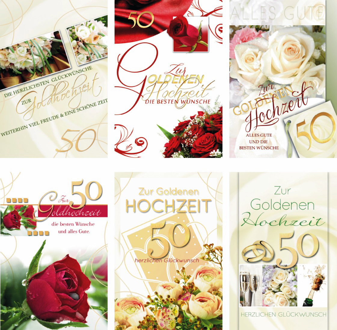 100 Glückwunschkarten zur Goldhochzeit 71-1832, Karten zur Goldenen Hochzeit