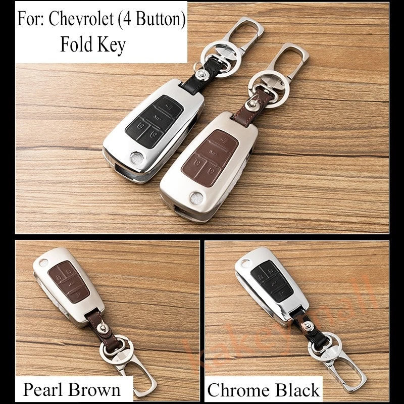 Fold Keybag Case Holder Shell Keyring Chain Cover For Chevrolet Malibu 2013-2018 - Imagem 3 de 4