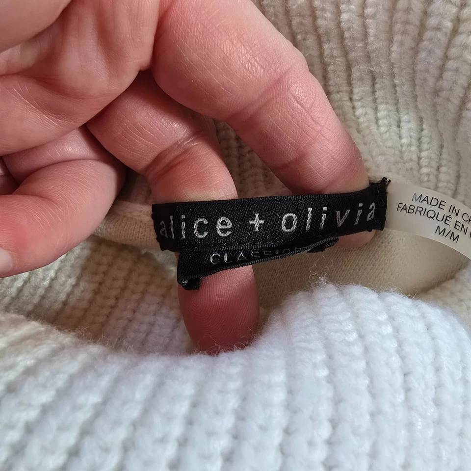Suéter Alice Olivia Mujer Talla Mediana Blanco Cuello Alto Cápsula Recortada Básica Foto 4 de 4