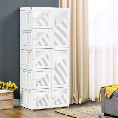 New Portable Folding Wardrobe Closet Armoire Storage Organizer White Cubes