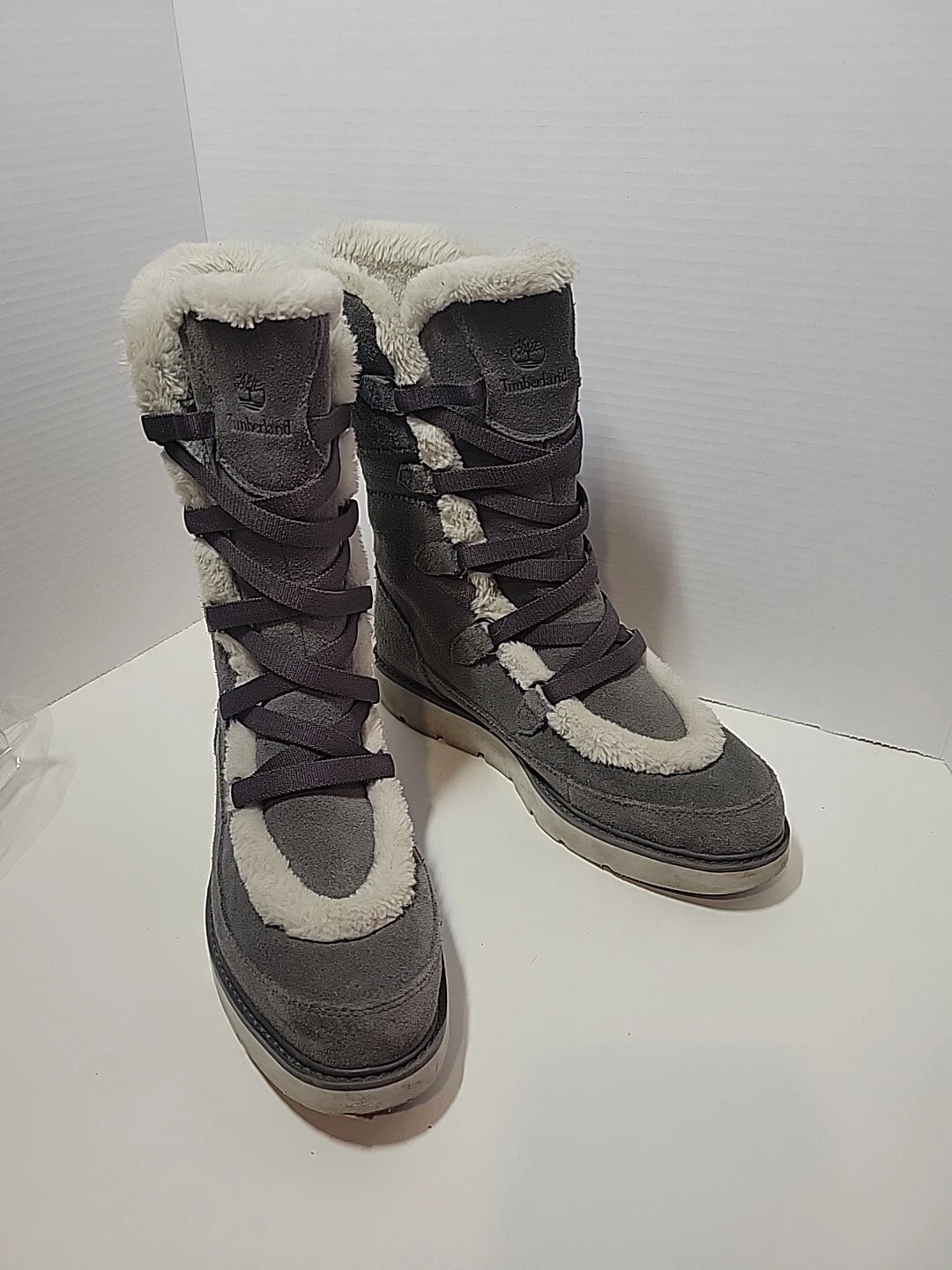 Stivali invernali Timberland Kenniston Muk alti grigi morbidi pelliccia sintetica donna 9 US A1349