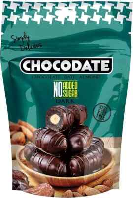 Chocodate ohne Zuckerzusatz geröstete Mandeln perfekter Snack 90g KOSTENLOSER...