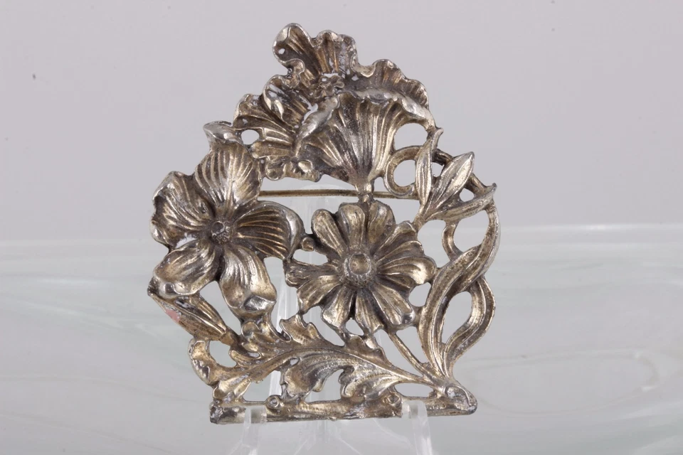 PLATA BROCHE FLORAL GRANDE FINO 0744B