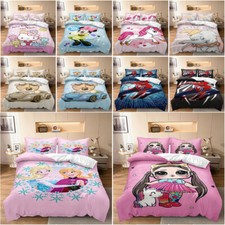 3D Hello Kitty Quilt Duvet Cover Bed Set Pillowcase Single Double Size Childhood