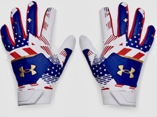 UNDER ARMOUR UA Clean Up 21 USA Stars Blue Grey Baseball Batting Gloves Men S XL