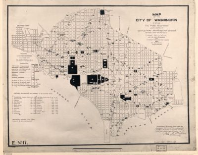 18'' x 24'' 1894 Map Of The City Of Washington Showing Public Reservations