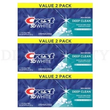 Crest 3D White Adv Deep Clean Whitening Toothpaste 3.3 oz Twin Pack Lot of 3