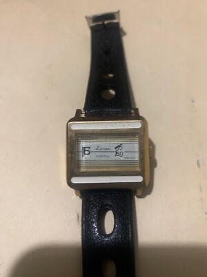 1970s NOS Mint Gold & White Lausanne Ladies  Direct Read Jump Hour Windup Watch