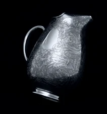 1912 ELLIS BARKER BIRMINGHAM ENGLAND EDWARDIAN  CHASED OBLONG WATER WINE PITCHER