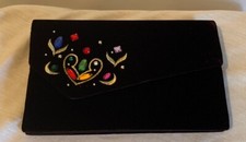 Vtg Carolyn Barton Clutch Black Velvet Night Evening Purse w Straps  Jewels