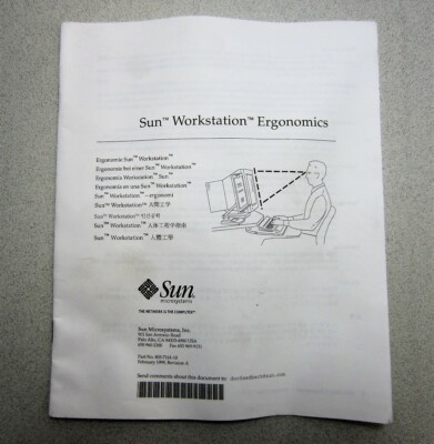 Sun Microsystems 805-7161-10 Rev. A Workstation Ergonomics Manual