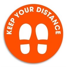 Durus Keep Your Distance Outdoor Floor Sign School Kids Orange Social Distancing