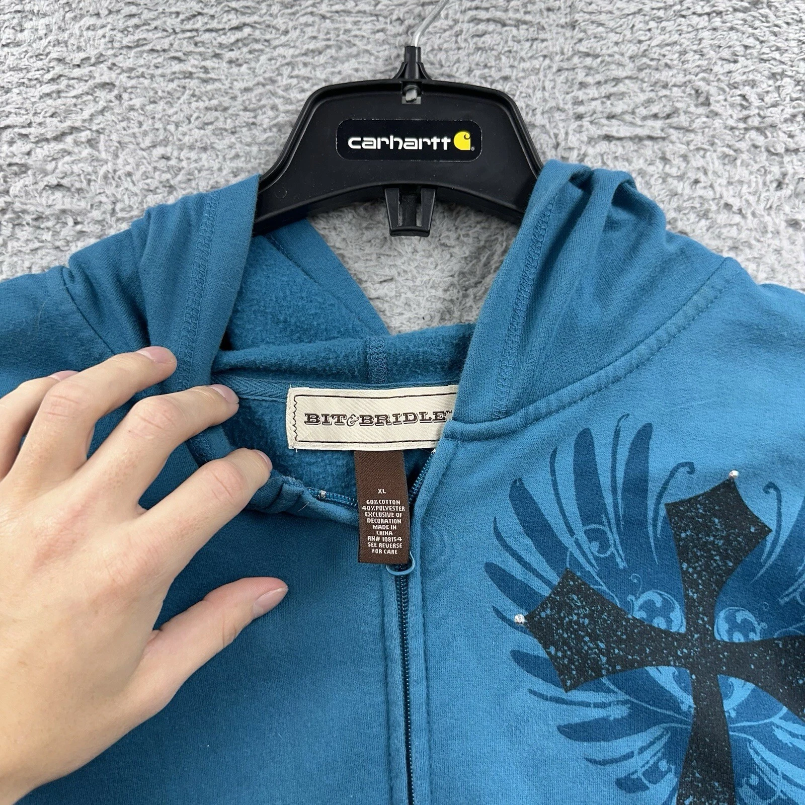 VETEMENTS Felpa con cappuccio Bit Bridle donna 1x nera logo grafica cowgirl rodeo full zip