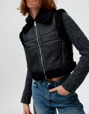 Urban Outfitters BDG Donald Faux Leather Moto Vest size L NWT