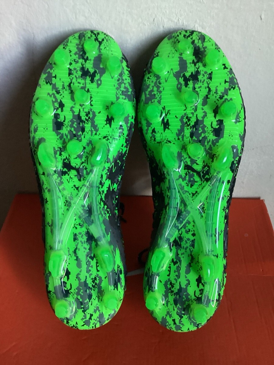 PUMA FUTURE 19.1 NETFIT FG/AG BLACK/GREEN SOCCER SHOES/CLEATS SIZE