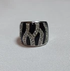 Vintage zebra stripe 925 Sterling Silver and Rhodium Plate dome Ring Size 6