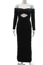 Dur Doux Womens Maxi Diamond Front Puckered Knit Dress - Black Size XS