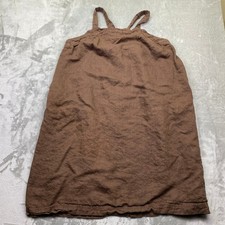 Vestido Ichi Antiquités Marrón Mezcla de Lino Delantal Estilo Túnica Correas Ajustables