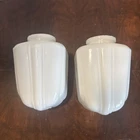 Art Deco Bathroom Wall Sconce Light Fixture Shades White Milk Glass Set of 2
