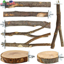 8PCS Natural Wood Bird Perches for Cage, Parrot Perch Stand  Platform, Bird Cag