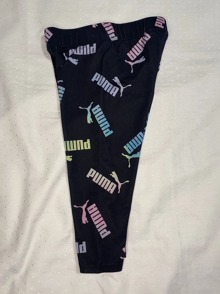 Medias negras Puma Little Girls Capri talla 5 con logotipo multicolor Foto 3 de 4