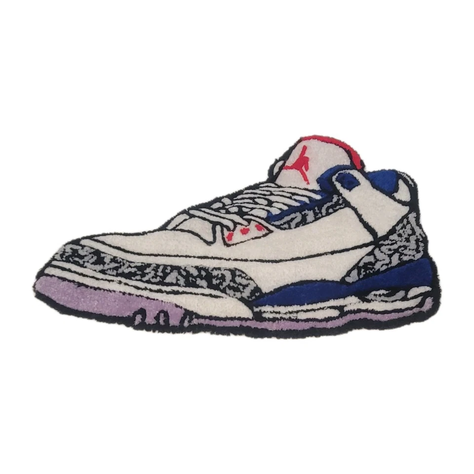 Tapete tufado personalizado feito à mão 2,5 pés – Design de tênis Jordan 3 – Tapete Sneakerhead 30” - Imagem 4 de 4