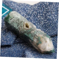 Acxico 1Pcs Moss Agate Geode Obelisk Polished Point Crystal Tower Natural 