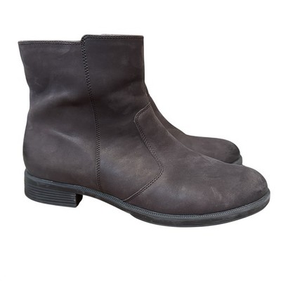 Abeo BioSystem Urbana Leather Ankle Booties Womens 10N Leather Zip Brown Classic