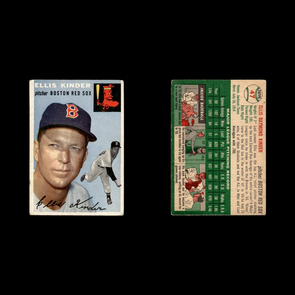 Ellis Kinder #47 1954 Topps Boston Red Sox Baseball Card MLB EX - Image 3 of 3