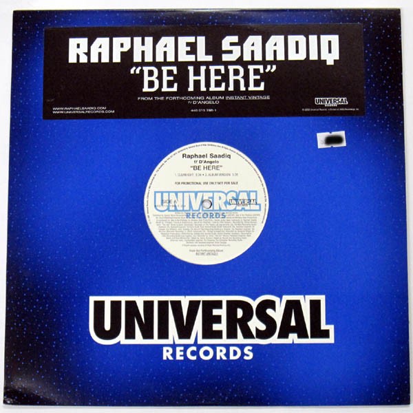 Raphael Saadiq F/ D'Angelo - Be Here (12", Single, Promo) (Mint (M)) - 414304477