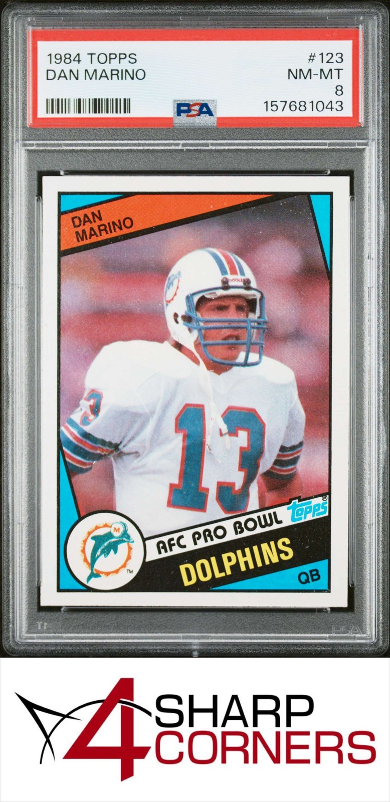1984 TOPPS #123 DAN MARINO RC DOLPHINS HOF PSA 8 view 1