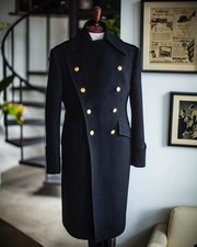 Tweed Wool Blend Men Coats Overcoats Long Jackets Double Breasted Outside Wear