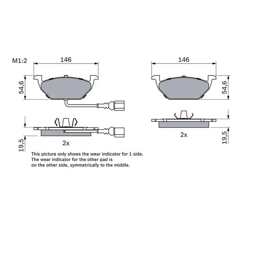 Bremsbelagsatz Scheibenbremse BOSCH 0 986 494 019 für Seat VW Skoda Audi Leon A3 - Bild 3 von 4