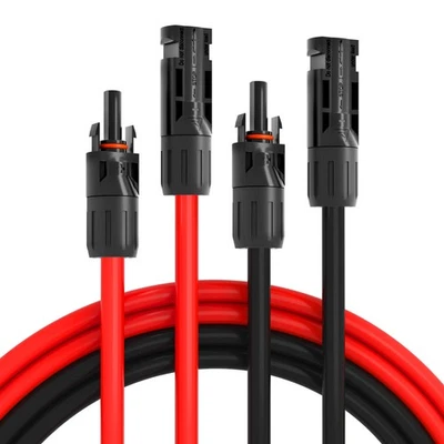 HB-DIGITAL Solarkabel Verlängerungskabel 4 mm² / 6 mm² Stecker Solarstecker ROT SCHWARZ